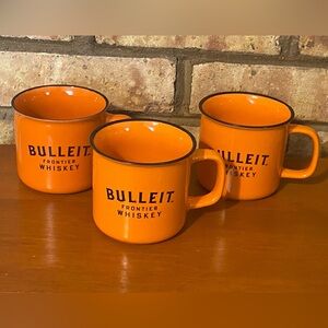 Set of Three Orange Stoneware-Style Bulleit Frontier Whiskey‎ Campfire Mugs